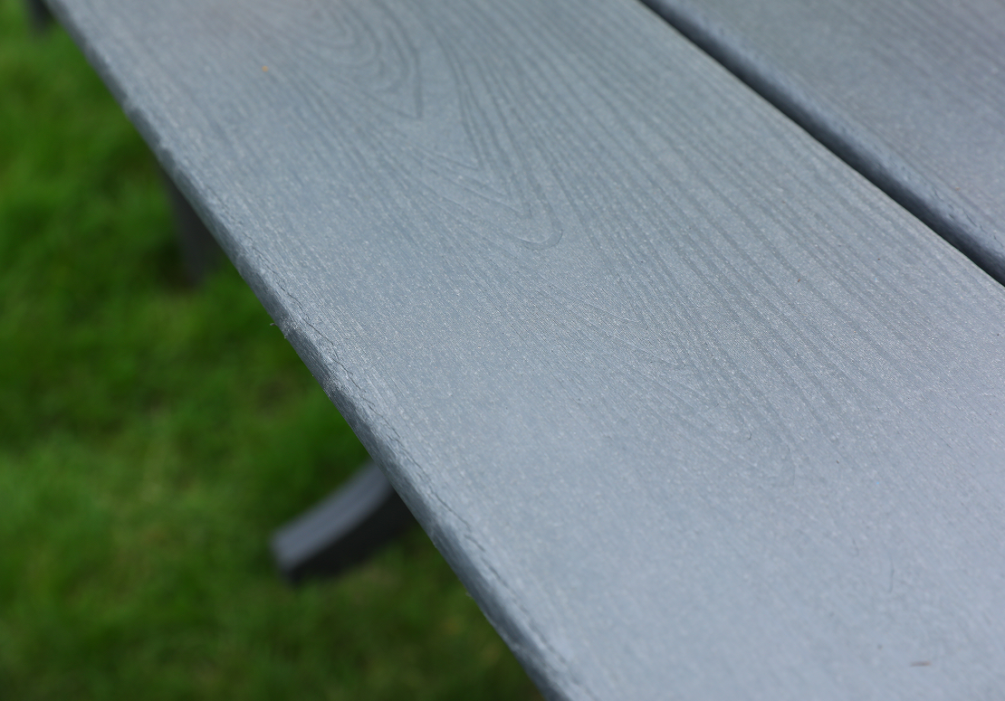 Set da pranzo da esterno da 6 pezzi in HDPE grigio con schienale orizzontale