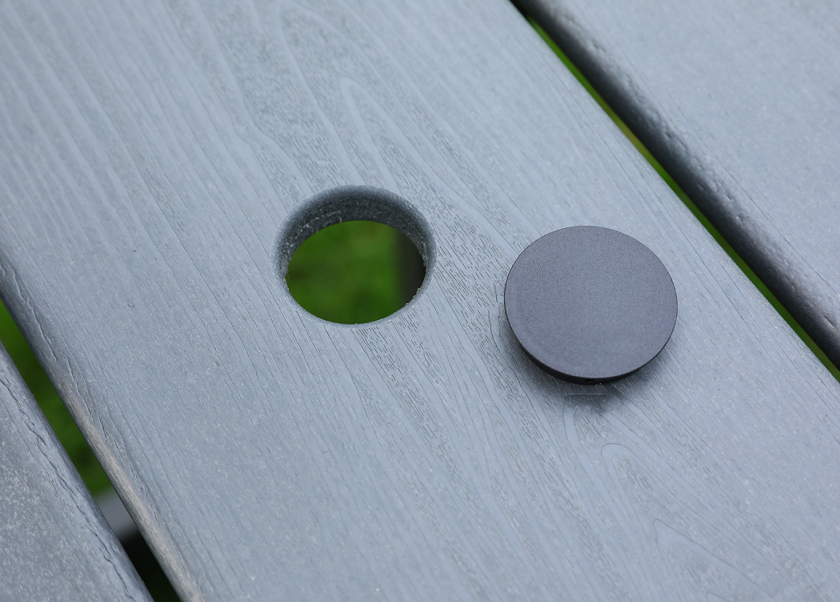 Set da pranzo da esterno da 6 pezzi in HDPE grigio con schienale orizzontale