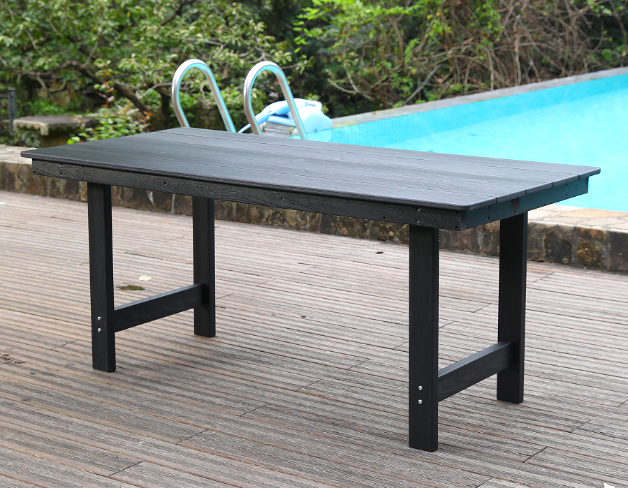 Tavolo rettangolare in HDPE con perline nere profonde