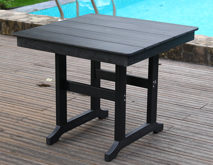 Tavolo quadrato in HDPE nero resistente alle intemperie