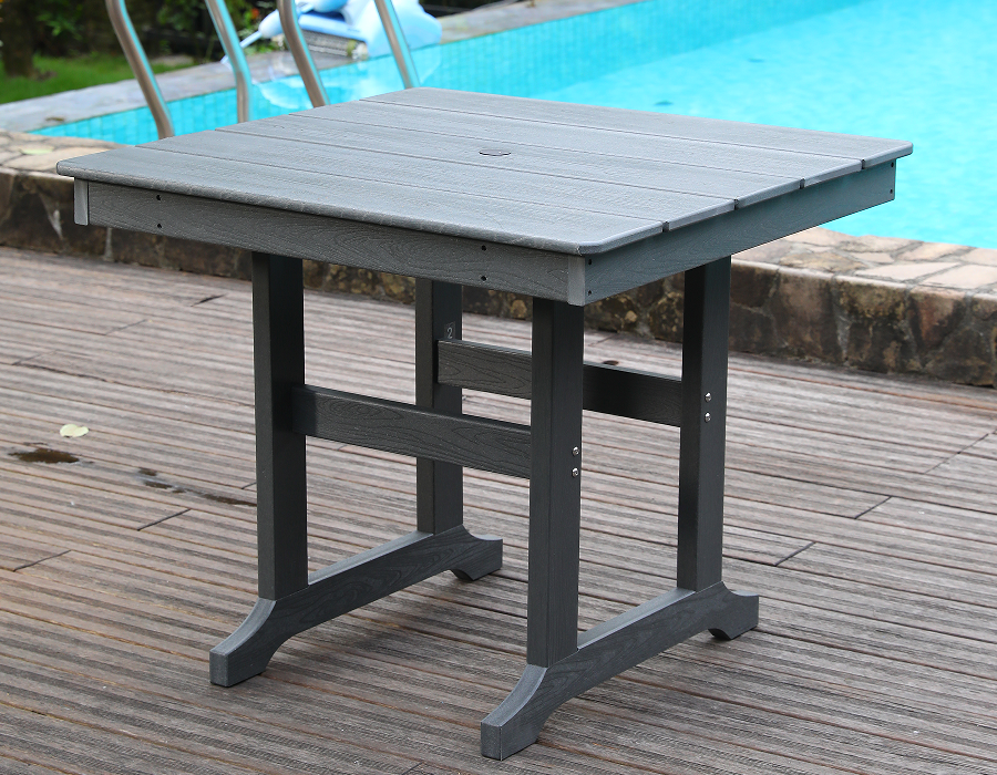 Tavolo quadrato in HDPE grigio resistente alle intemperie