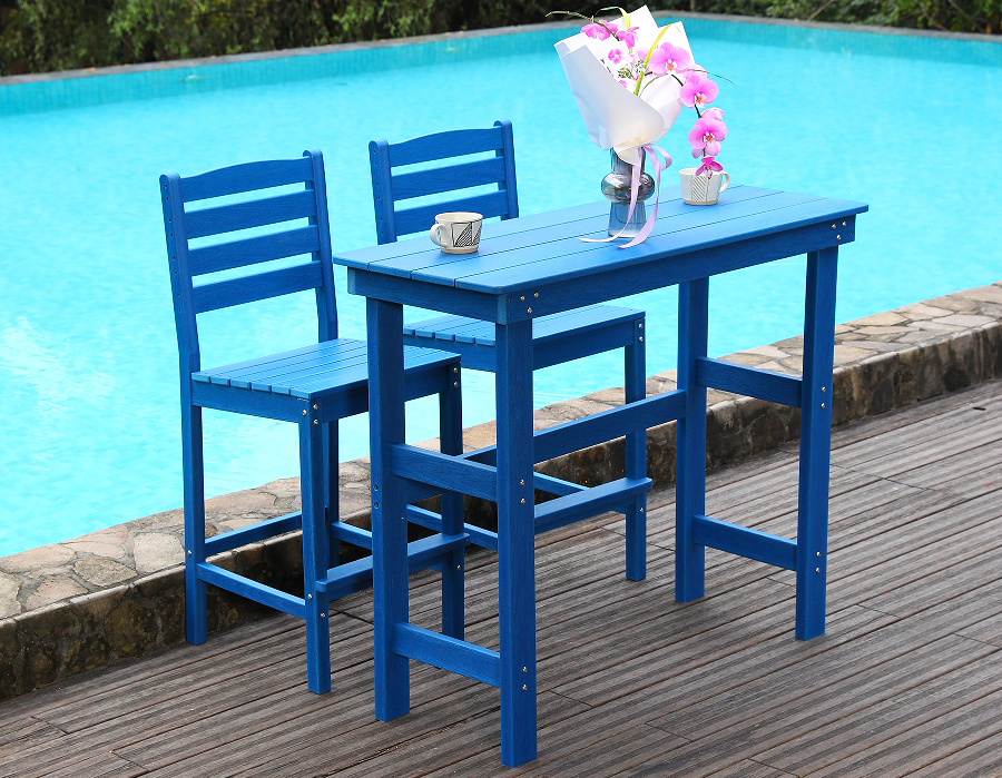 Set da pranzo da bar sociale in HDPE blu vivace