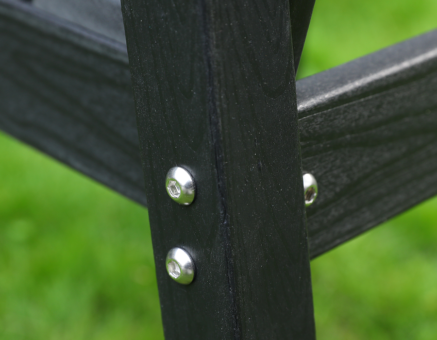 Sedia da pranzo Adirondack nera in HDPE con schienale incrociato da 2 pezzi