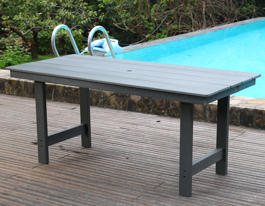 Tavolo da esterno rettangolare in HDPE grigio