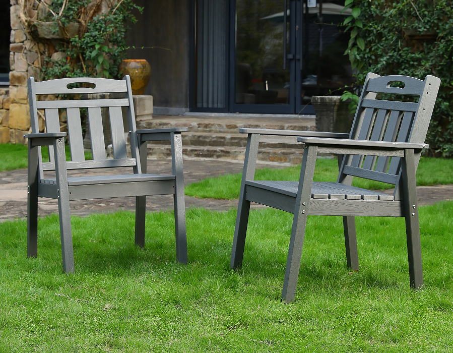Sedia da pranzo verticale Adirondack in HDPE grigio ardesia da 2 pezzi