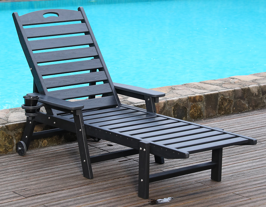 Poltrona lounge Adirondack pronta per la maniglia in HDPE nero mezzanotte