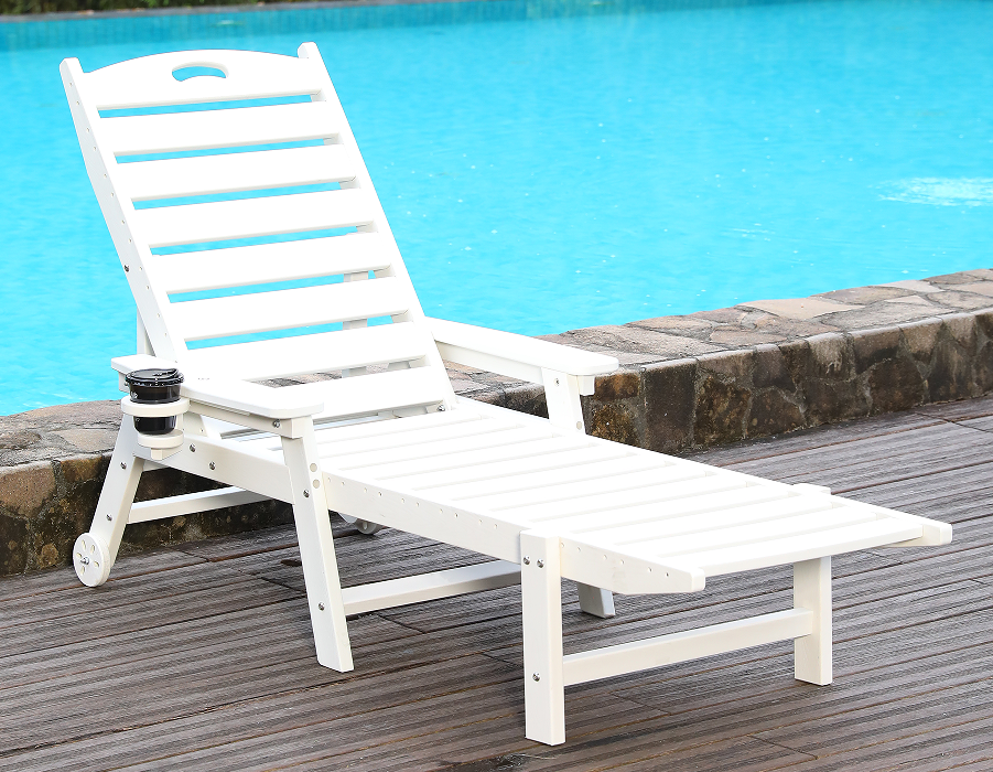 Poltrona lounge Adirondack da solista in HDPE bianco brillante