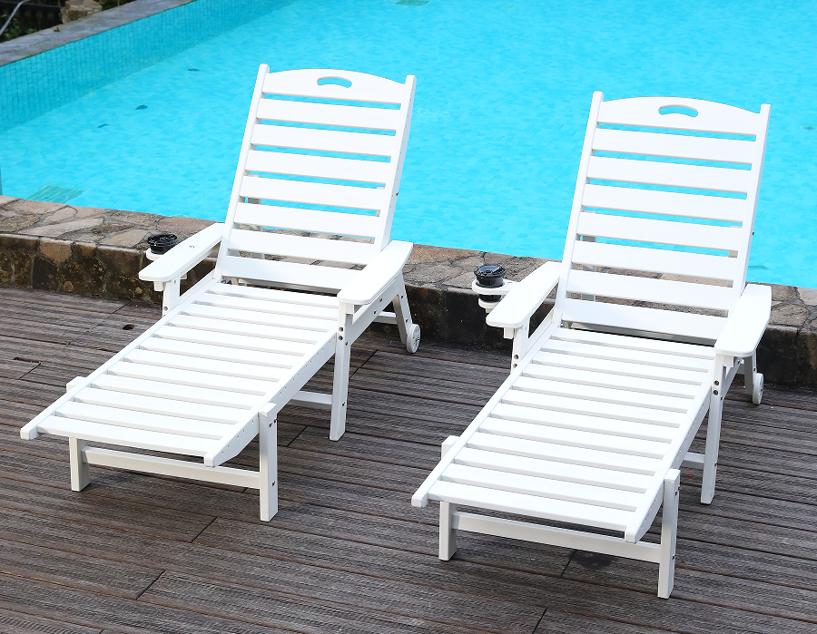 Set da salotto Adirondack minimalista in HDPE in confezione da 2 pezzi bianco puro