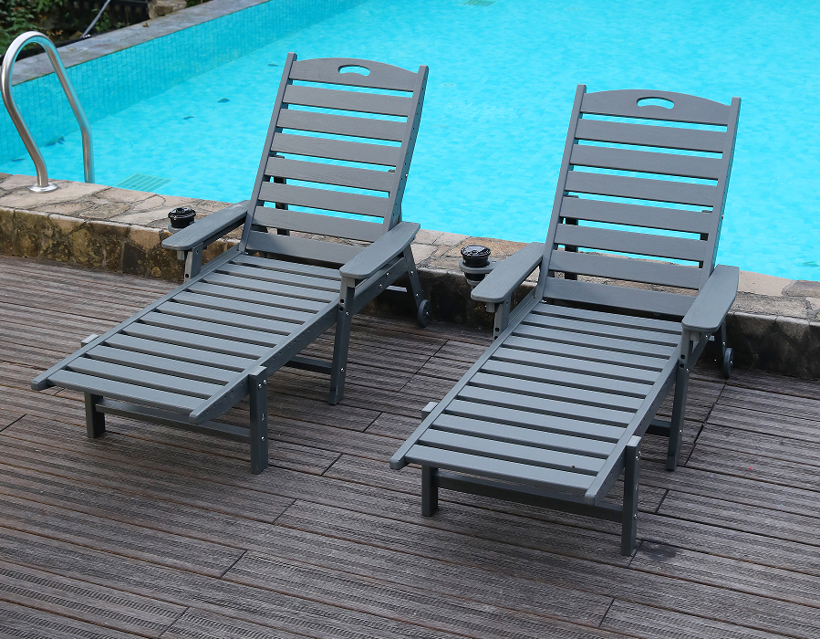 Set da salotto Adirondack reclinabile in HDPE da 2 pezzi Storm Grey