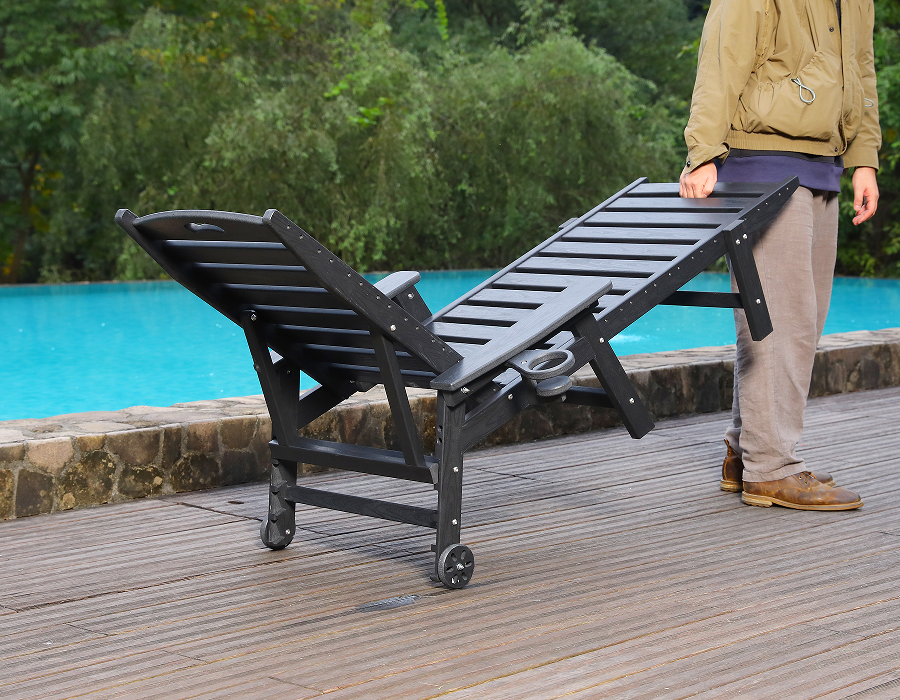 Poltrona lounge Adirondack a bordo piscina in HDPE blu pronta per l'immersione