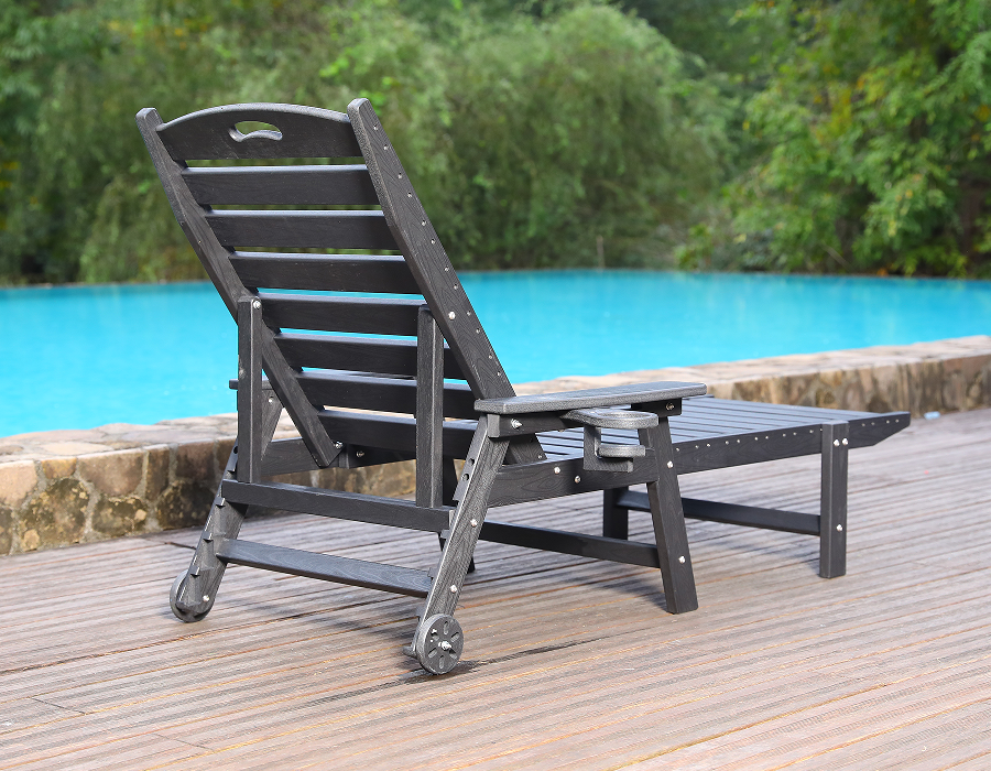 Poltrona lounge Adirondack a bordo piscina in HDPE blu pronta per l'immersione