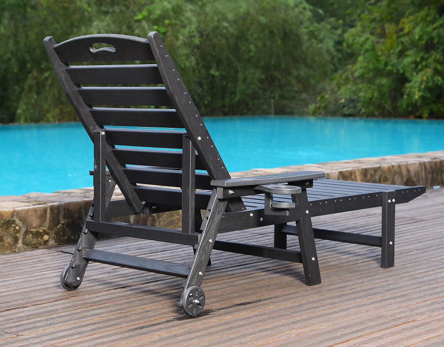 Poltrona lounge Adirondack a bordo piscina in HDPE blu pronta per l'immersione