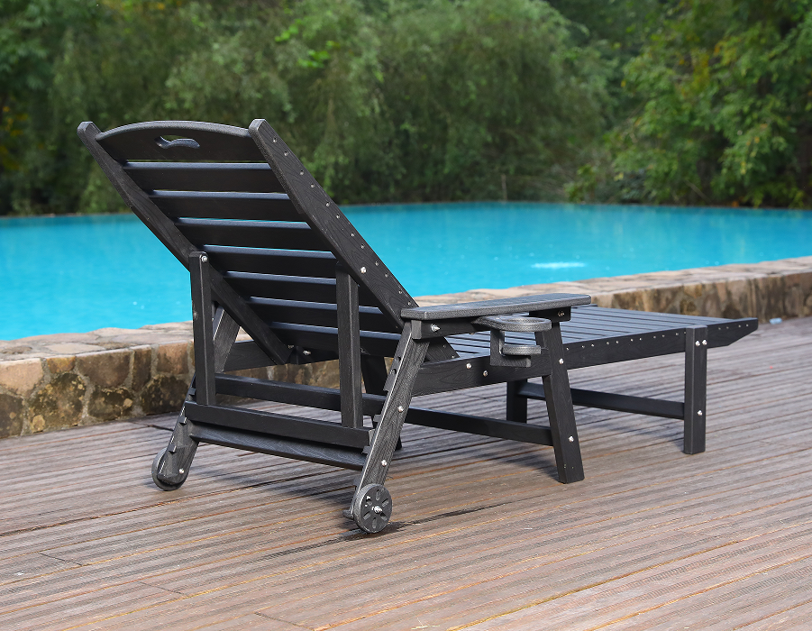 Poltrona lounge Adirondack a bordo piscina in HDPE blu pronta per l'immersione