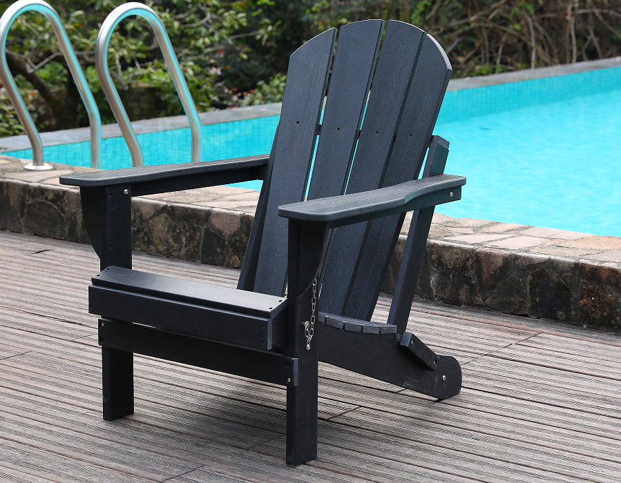Sedia rana Adirondack nera per tutte le stagioni in HDPE