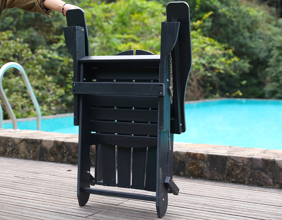 Sedia rana Adirondack nera per tutte le stagioni in HDPE