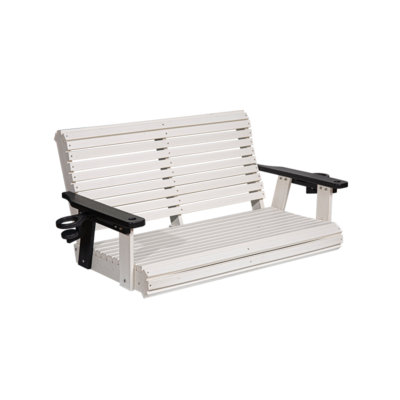 Panca a dondolo da esterno in HDPE bianco