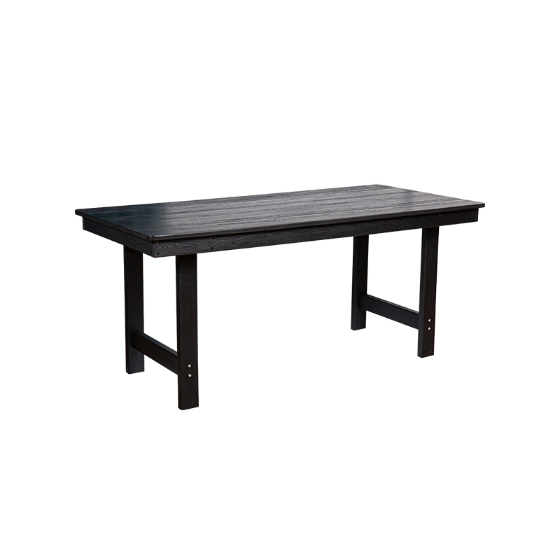 Elegante set da pranzo da 7 pezzi in HDPE nero per ampi spazi esterni