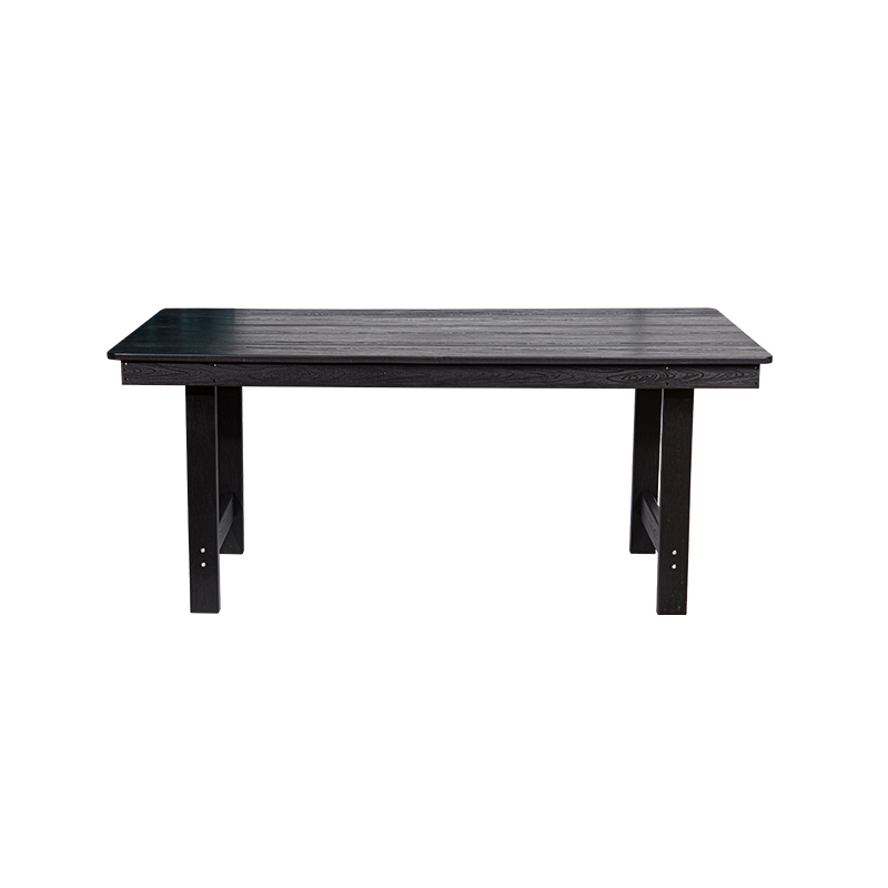 Elegante set da pranzo da 7 pezzi in HDPE nero per ampi spazi esterni