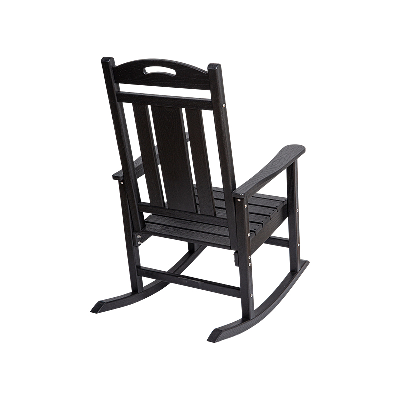 Sedia a dondolo da patio nera riciclata in HDPE