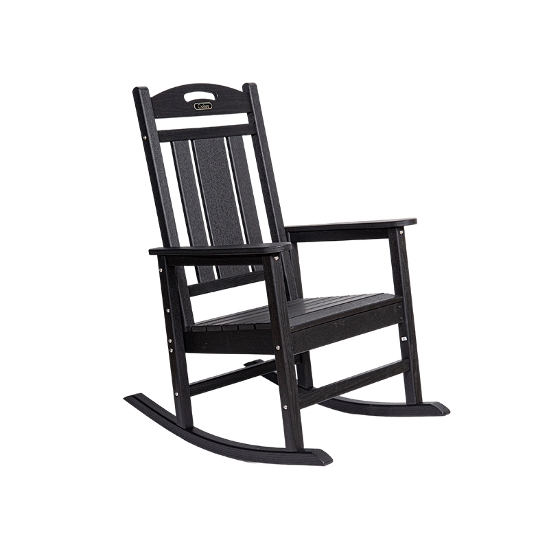 Sedia a dondolo da patio nera riciclata in HDPE